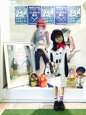 「スヌまみれ」｜アツナナさん（キッズ・121cm）の秋コーディネート