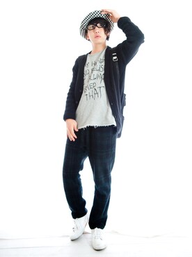 「AZUL by moussy（アズールバイマウジー）のアイテム（スウェット）」を使った、えてるさん（メンズ・159cm）の冬コーディネート