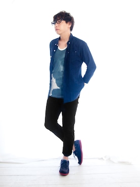 「BOYCOTT（ボイコット）のアイテム（シューズ）」を使った、えてるさん（メンズ・159cm）の春コーディネート