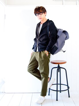 「STUDIOUS（ステュディオス）のアイテム（ミリタリージャケット）」を使った、えてるさん（メンズ・159cm）の夏コーディネート