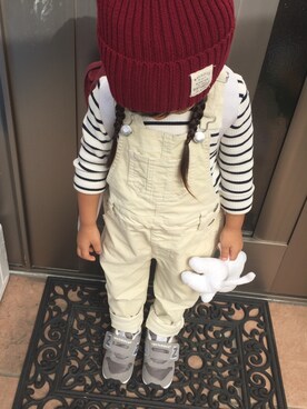 「GLOBAL WORK（グローバルワーク）のアイテム（オールインワン・サロペット）」を使った、Lily♡さん（キッズ・90cm）の秋コーディネート