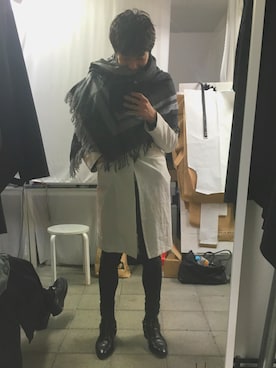 「Ann DEMEULEMEESTER（アンドゥムルメステール）のアイテム（ジャケット/アウター）」を使った、kntsrtさん（メンズ・178cm）の冬コーディネート