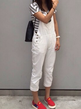 「Chico（チコ）のアイテム（Tシャツ/カットソー、ホワイト系）」を使った、yaaaさん（レディース・171cm）の夏コーディネート