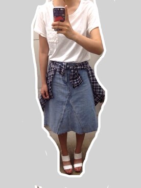 「Chico（チコ）のアイテム（Tシャツ/カットソー、ホワイト系）」を使った、yaaaさん（レディース・171cm）の夏コーディネート