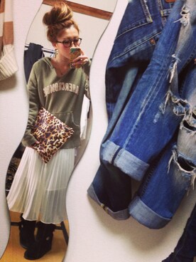 「レオパードクラッチ」｜Saako…☺︎♡さん（レディース・155cm）の春コーディネート