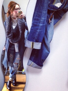 「Johnbull Private labo（ジョンブルプライベートラボ）のアイテム（デニムジャケット）」を使った、Saako…☺︎♡さん（レディース・155cm）の春コーディネート