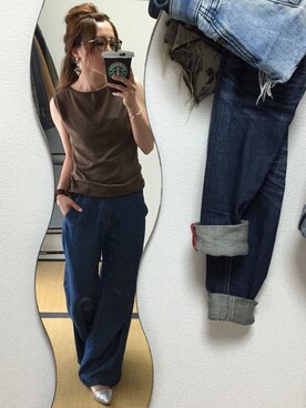 「ノースリーブニット」｜Saako…☺︎♡さん（レディース・155cm）の夏コーディネート