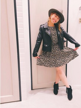 「UNRELISH」｜「アイテム（ライダースジャケット）」を使った、Sakurai Miuさん（レディース・158cm）の秋コーディネート