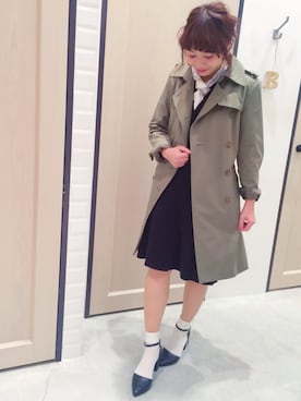 「アイテム（トレンチコート、グリーン系）」を使った、Sakurai Miuさん（レディース・158cm）の冬コーディネート