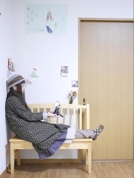 「B.L.U.E（ビーエルユーイー）のアイテム（ワンピース/ドレス）」を使った、まいみさん（レディース・164cm）の冬コーディネート