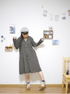 「B.L.U.E（ビーエルユーイー）のアイテム（ワンピース/ドレス）」を使った、まいみさんの秋コーディネート
