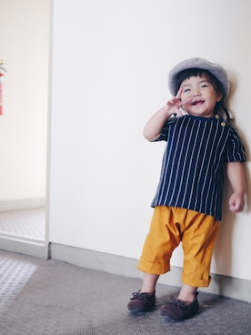 「むすめコーデ」｜「アイテム（ハンチング/ベレー帽）」を使った、まいみさん（キッズ・80cm）の秋コーディネート