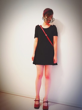 「韓国で購入のアイテム（ワンピース、ブラック系）」を使った、mgmgさん（レディース・165cm）の秋コーディネート