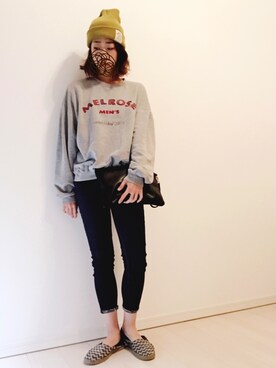 「MEN'S MELROSE（メンズメルローズ）のアイテム（その他トップス、グレー系）」を使った、mgmgさん（レディース・165cm）の秋コーディネート