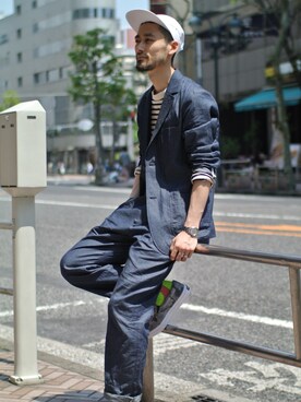 「Time is on（タイムイズオン）のアイテム」を使った、Timeisonさん（メンズ・177cm）の春コーディネート
