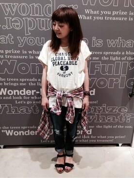 「on the couch（オンザカウチ）のアイテム（サンダル）」を使った、hａzｕkｉさん（レディース・153cm）の夏コーディネート