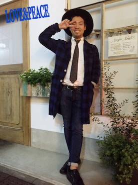 「Yves Saint Laurent（イヴサンローラン）のアイテム（ネクタイ）」を使った、kamichanさん（メンズ・167cm）の秋コーディネート