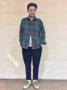 「アイテム（カーゴパンツ）」を使った、Ikuo Mitaniさん（メンズ・171cm）の冬コーディネート