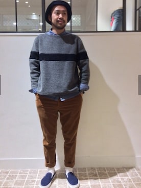 「アイテム（スラックス）」を使った、Ikuo Mitaniさん（メンズ・171cm）の冬コーディネート