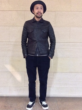 「KENNETH FIELD」｜「アイテム（帽子）」を使った、Ikuo Mitaniさん（メンズ・171cm）の冬コーディネート