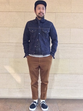 「アイテム（スウェット）」を使った、Ikuo Mitaniさん（メンズ・171cm）の冬コーディネート