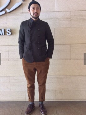 「KENNETH FIELD」｜「アイテム（スラックス）」を使った、Ikuo Mitaniさん（メンズ・171cm）の冬コーディネート