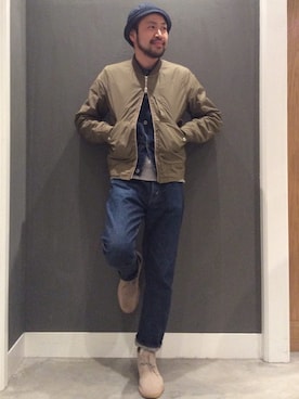 「アイテム（ブルゾン）」を使った、Ikuo Mitaniさん（メンズ・171cm）の春コーディネート