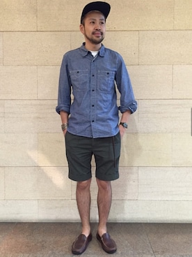 「アイテム（モカシン/デッキシューズ）」を使った、Ikuo Mitaniさん（メンズ・171cm）の夏コーディネート