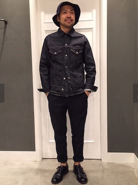 「アイテム（デニムジャケット）」を使った、Ikuo Mitaniさん（メンズ・171cm）の夏コーディネート