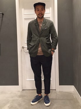 「BEAMS PLUS（ビームスプラス）のアイテム（帽子）」を使った、Ikuo Mitaniさん（メンズ・171cm）の夏コーディネート