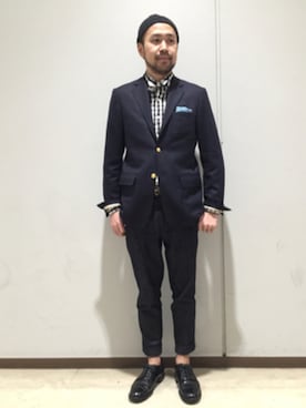 「アイテム（蝶ネクタイ）」を使った、Ikuo Mitaniさん（メンズ・171cm）の秋コーディネート