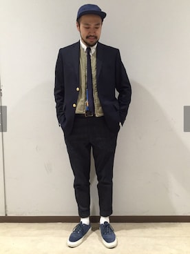 「アイテム（フォーマルスーツ/小物）」を使った、Ikuo Mitaniさん（メンズ・171cm）の秋コーディネート