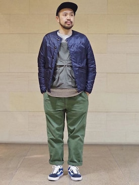 「アイテム（ベスト）」を使った、Ikuo Mitaniさん（メンズ・171cm）の冬コーディネート