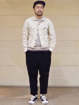 「アイテム（スウェット）」を使った、Ikuo Mitaniさん（メンズ・171cm）の冬コーディネート