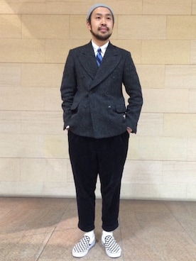 「アイテム（シャツ/ブラウス）」を使った、Ikuo Mitaniさん（メンズ・171cm）の冬コーディネート