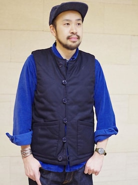 「Scye（サイ）のアイテム（デニムパンツ）」を使った、Ikuo Mitaniさん（メンズ・171cm）の冬コーディネート