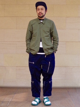 「アイテム（サンダル）」を使った、Ikuo Mitaniさん（メンズ・171cm）の春コーディネート