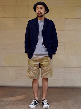 「MOUNTAIN RESEARCH（マウンテンリサーチ）のアイテム」を使った、Ikuo Mitaniさん（メンズ・171cm）の春コーディネート