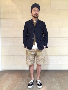 「アイテム（Tシャツ/カットソー）」を使った、Ikuo Mitaniさん（メンズ・171cm）の夏コーディネート