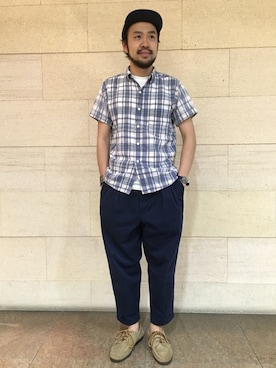 「アイテム（モカシン/デッキシューズ）」を使った、Ikuo Mitaniさん（メンズ・171cm）の夏コーディネート