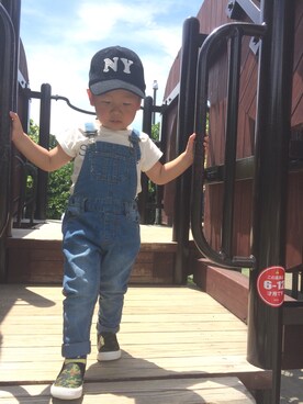 「GLOBAL WORK（グローバルワーク）のアイテム（オールインワン・サロペット）」を使った、yoyurikaさん（キッズ・90cm）の夏コーディネート