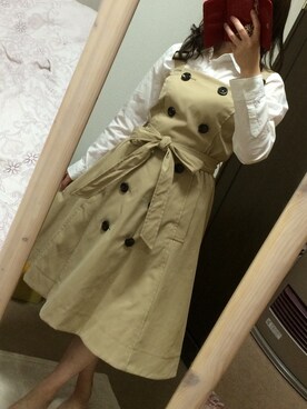 「トレンチワンピ」｜🍎りんご🍎さん（レディース・152cm）の春コーディネート