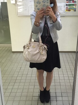 「CECIL McBEE（セシルマクビー）のアイテム（ノーカラージャケット）」を使った、ななこさん（レディース・163cm）の秋コーディネート