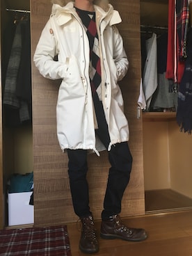 「HARE（ハレ）のアイテム（モッズコート）」を使った、ryo-keさん（メンズ・178cm）の冬コーディネート