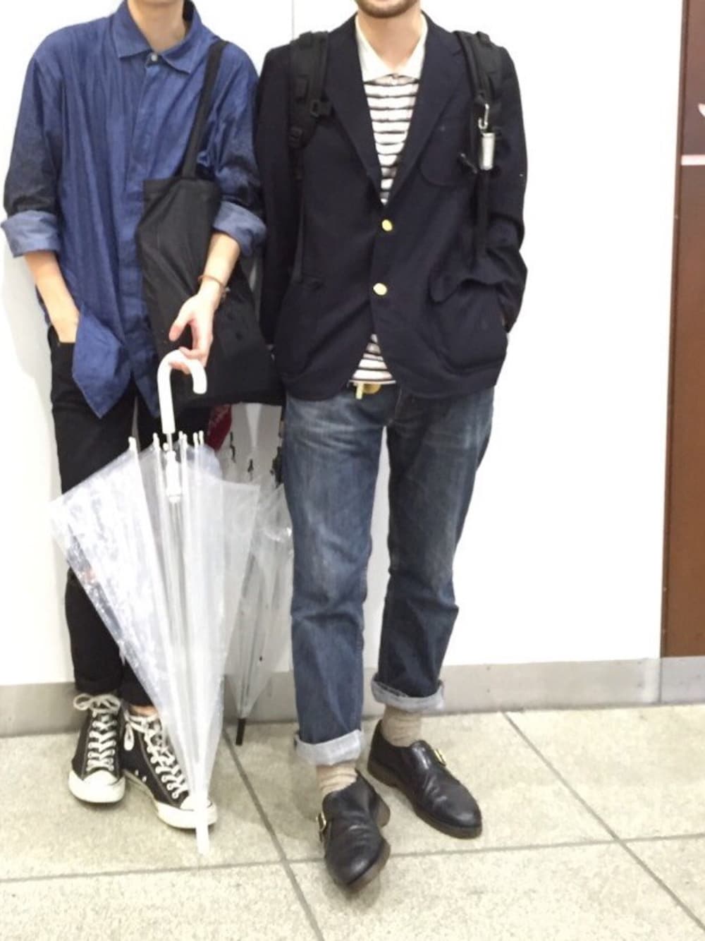 「BROOKS BROTHERS、Band of Outsiders、EDWIN、Dr.Martens、ＩＶＹ、アイビー、紺ブレ」｜「BROOKS BROTHERSのMadison Flannel Two-Button  Blazer（テーラードジャケット、ブルー系）」を使った、taaarumizuさん（メンズ・168cm）の秋コーディネートの1枚目の写真