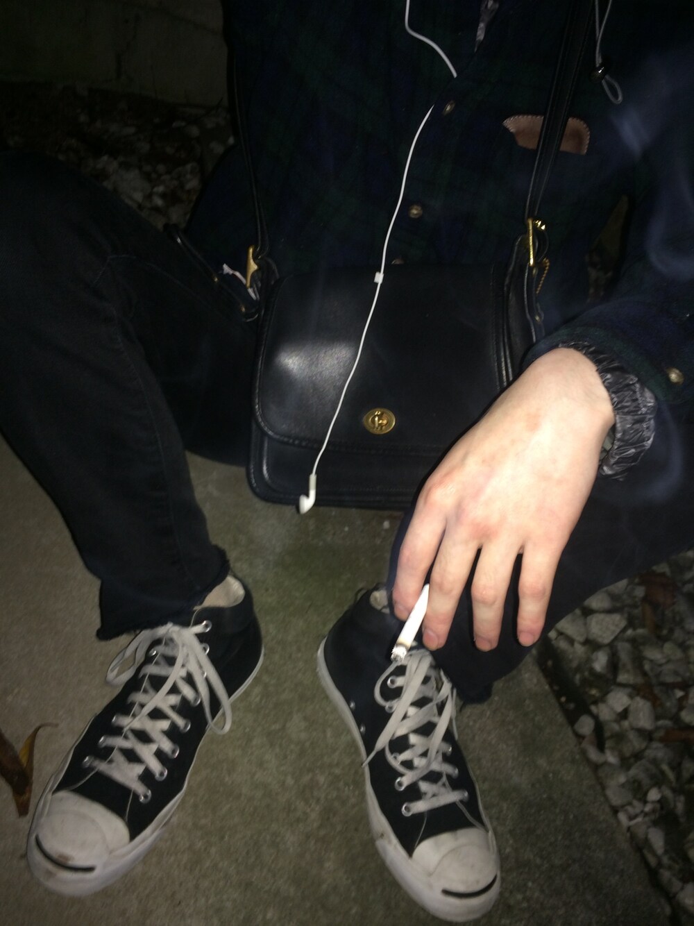 「AcneStudios、PENDLETON、converse、jack purcell、old coach」｜「COACHのクロスビー クロスボディー スムース カーフ レザー（ショルダーバッグ、ブラック系）」を使った、taaarumizuさん（メンズ・168cm）の秋コーディネートの1枚目の写真