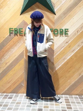 「patagonia」｜「アイテム（ハンチング/ベレー帽）」を使った、ささきあいさん（レディース・170cm）の秋コーディネート