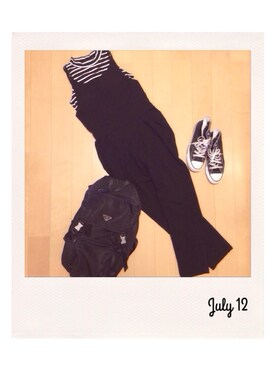 「PRADA（プラダ）のバックパック（バックパック/リュック、ブラック系）」を使った、marbleさん（レディース・158cm）の夏コーディネート