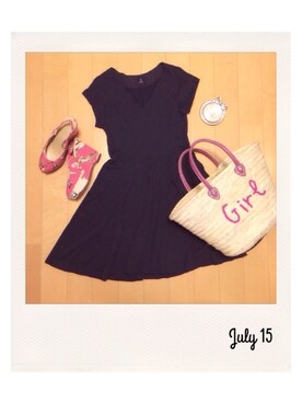 「e.m.（イーエム）のリング（リング、ゴールド系）」を使った、marbleさん（レディース・158cm）の夏コーディネート