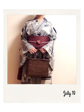 「アイテム（浴衣、レッド系）」を使った、marbleさん（レディース・158cm）の夏コーディネート